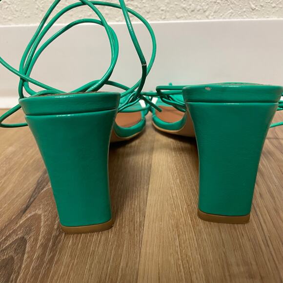 Alohas Bellini Leather Sandal Green Lace up low heel size 39/ US 8-8.5 - Picture 9 of 10